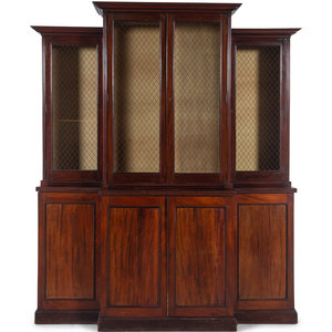 Appraisal: A Regency Mahogany Breakfront Bookcase th Century Height x width