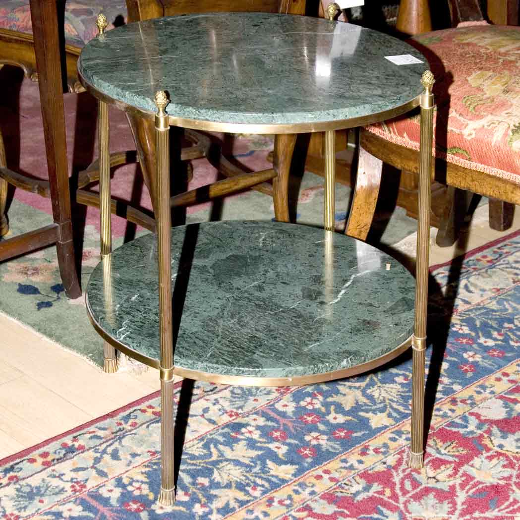 Appraisal: Regency Style Marble and Brass Two-Tier Side Table Height inches