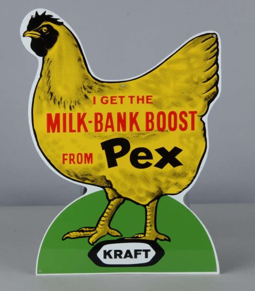 Appraisal: Kraft Foods Pex Chicken Feed Embossed Tin Sign This die