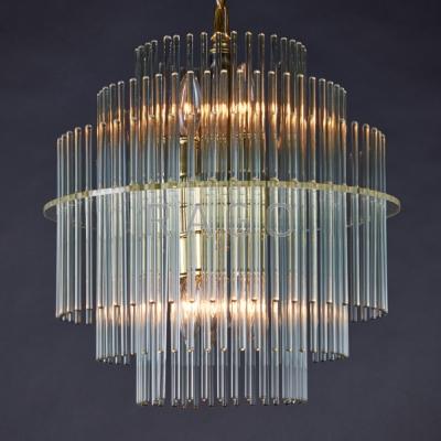 Appraisal: GAETANO SCOLARI LIGHTOLIER Chandelier USA ca - Tiered glass rods