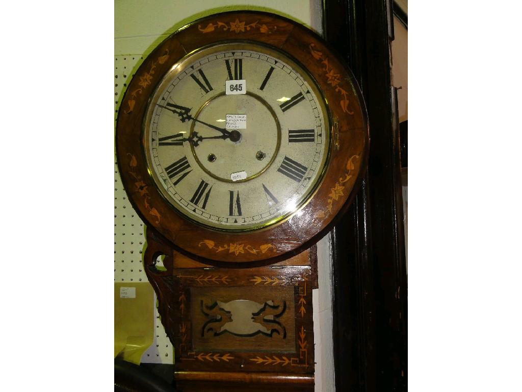 Appraisal: A late th century walnut and marquetry drop dial wall