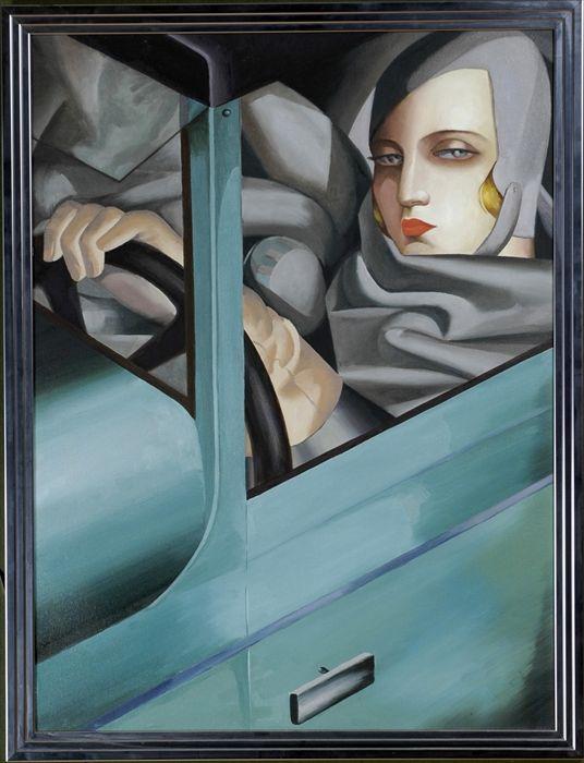 Appraisal: After Tamara de Lempicka Self-Portrait in Green Bugatti Oil on