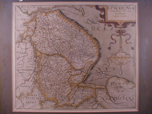 Appraisal: A hand coloured antiquarian map of Lincolnshire after Christopher Saxton