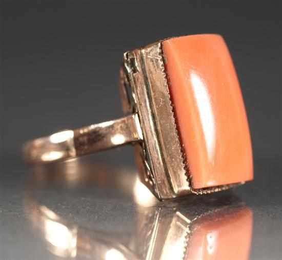 Appraisal: Lady's K rose gold and coral ring grams size Estimate