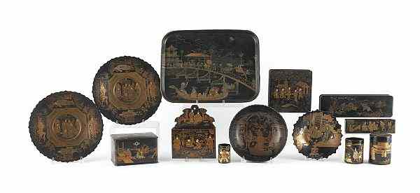 Appraisal: Collection of Japanese lacquerware to include boxes tray and bowls