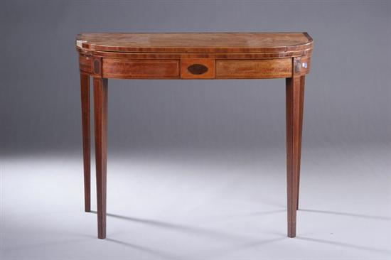 Appraisal: PAIR GEORGE III INLAID MAHOGANY CARD TABLES early th century