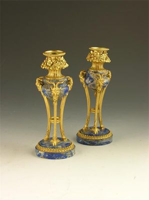 Appraisal: A pair of late th century French lapis lazuli and