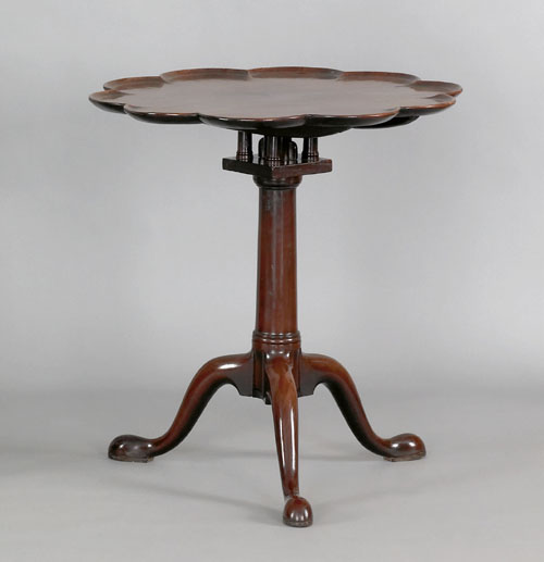 Appraisal: George III mahogany tilt top tea table mid th c