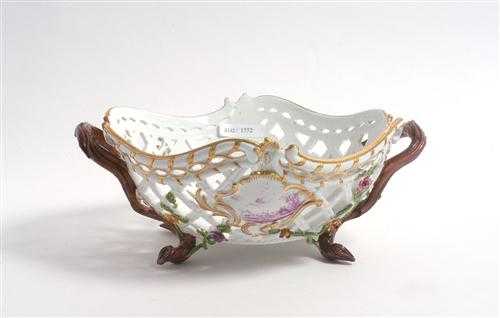 Appraisal: PORCELAIN BASKET Meissen circa Pierced and with applied trailing floral