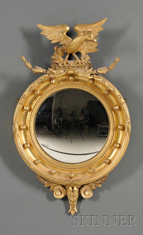 Appraisal: Small Classical Gilt-gesso Girandole Mirror probably early th century with