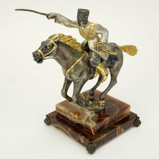 Appraisal: Giuseppe Vasari Silvered and Gilt Bronze Figurine The Cossack On