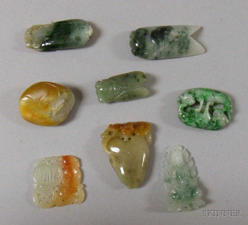 Appraisal: Eight Assorted Carved Jade Pendants and Other Items of various