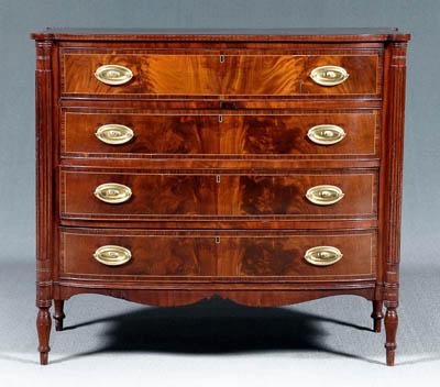 Appraisal: New England Federal bow front chest highly figured mahogany veneers