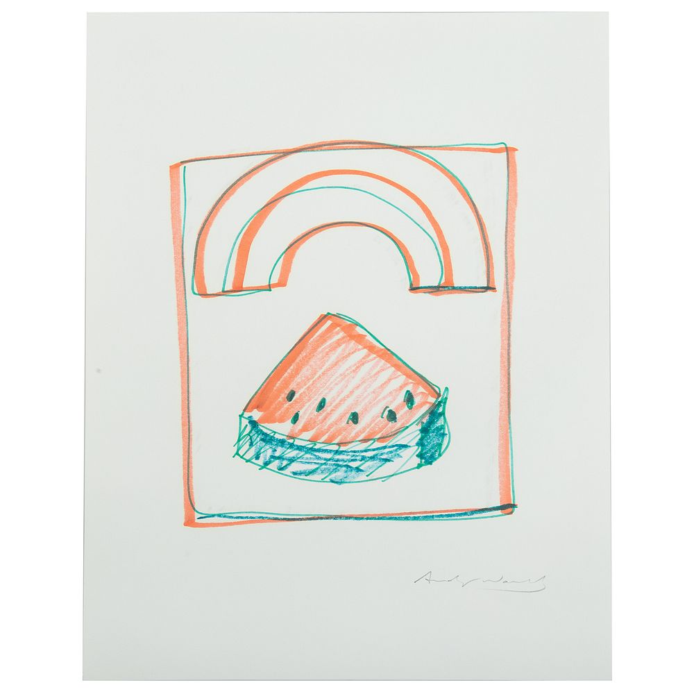 Appraisal: Andy Warhol Orange Turquoise Watermelon Orange and Turquoise Watermelon on