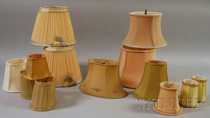 Appraisal: Forty-eight Assorted Vintage Silk Lamp Shades table lamp sconce boudoir