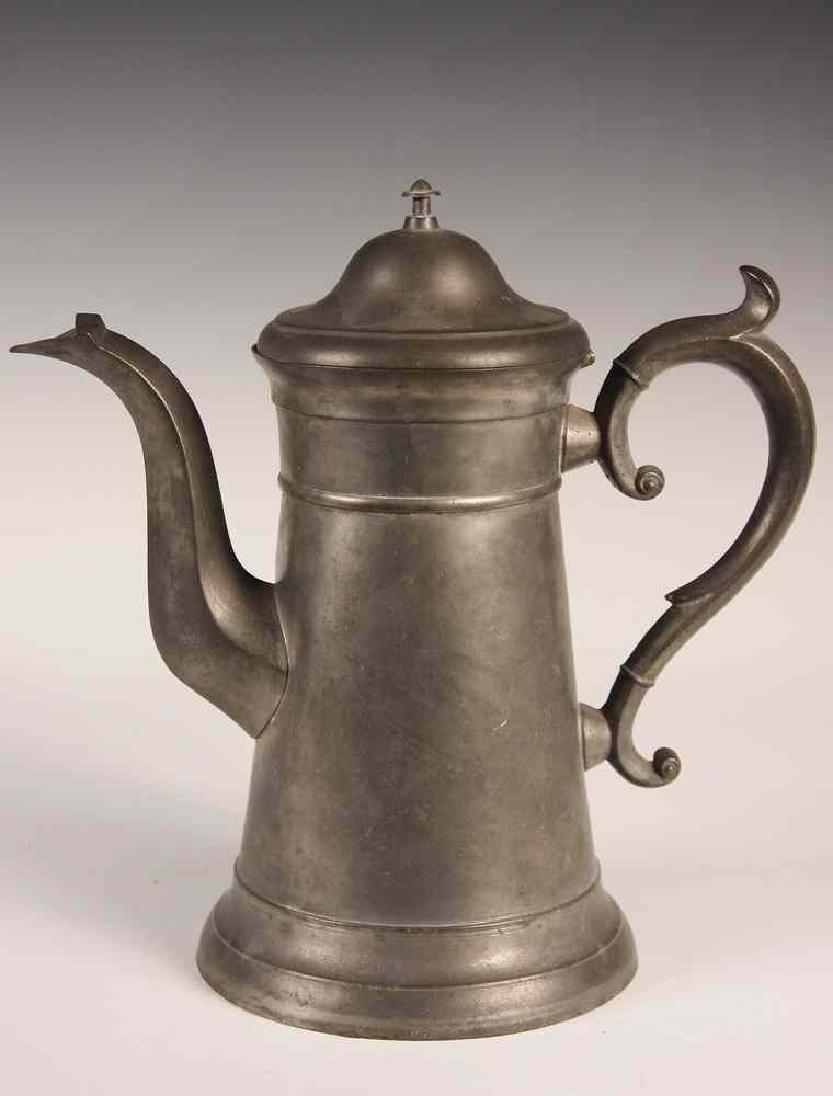 Appraisal: PEWTER COFFEE POT - Scarce 'Lighthouse' Pewter Coffee Pot by