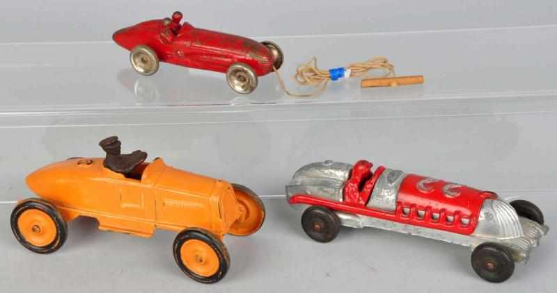 Appraisal: Lot of Cast Iron Pot Metal Race Car Toys American