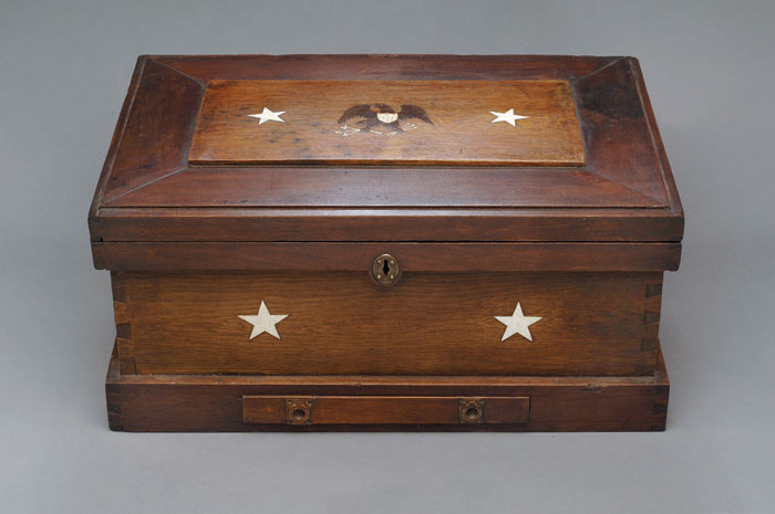 Appraisal: NEW ENGLAND SEAMAN'S INLAID OAK AND WALNUT TOOL CHEST OF