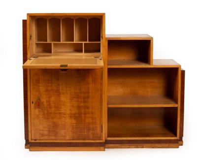 Appraisal: A Heals bureau bookcase circa sycamore with Bakelite and brass