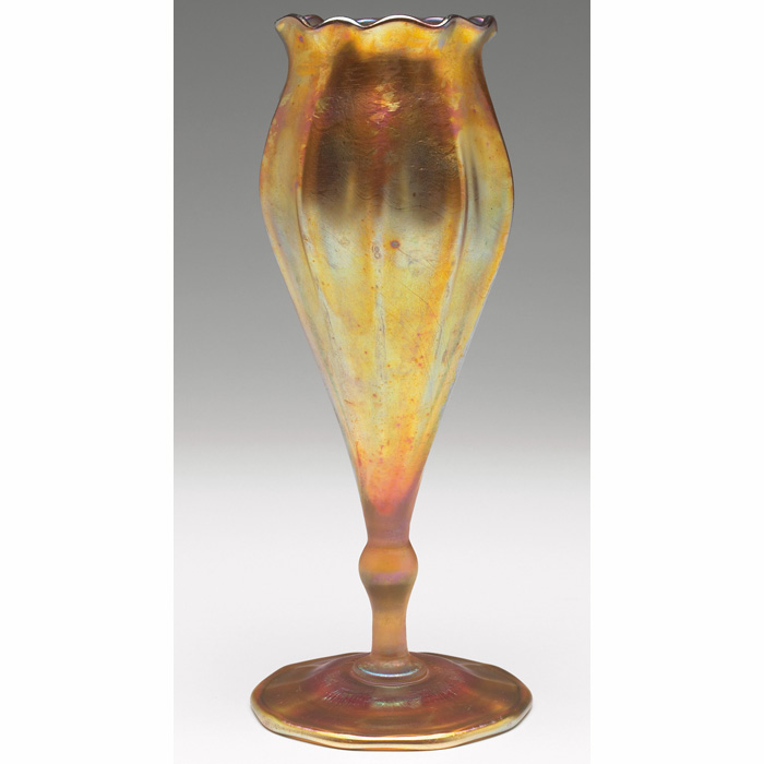 Appraisal: L C Tiffany vase floriform in iridescent gold favrile glass