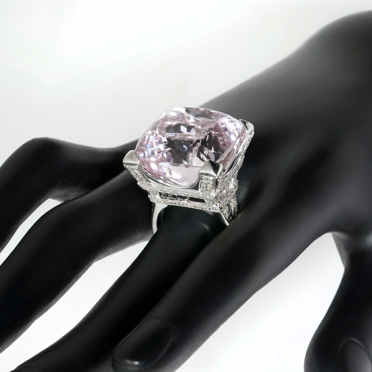 Appraisal: K KUNZITE DIAMOND ''EIFFEL TOWER'' RING PENDANT CT kunzite makes