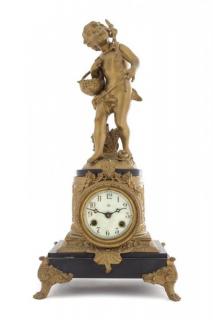 Appraisal: An American Gilt Metal Figural Mantel Clock Height inches An