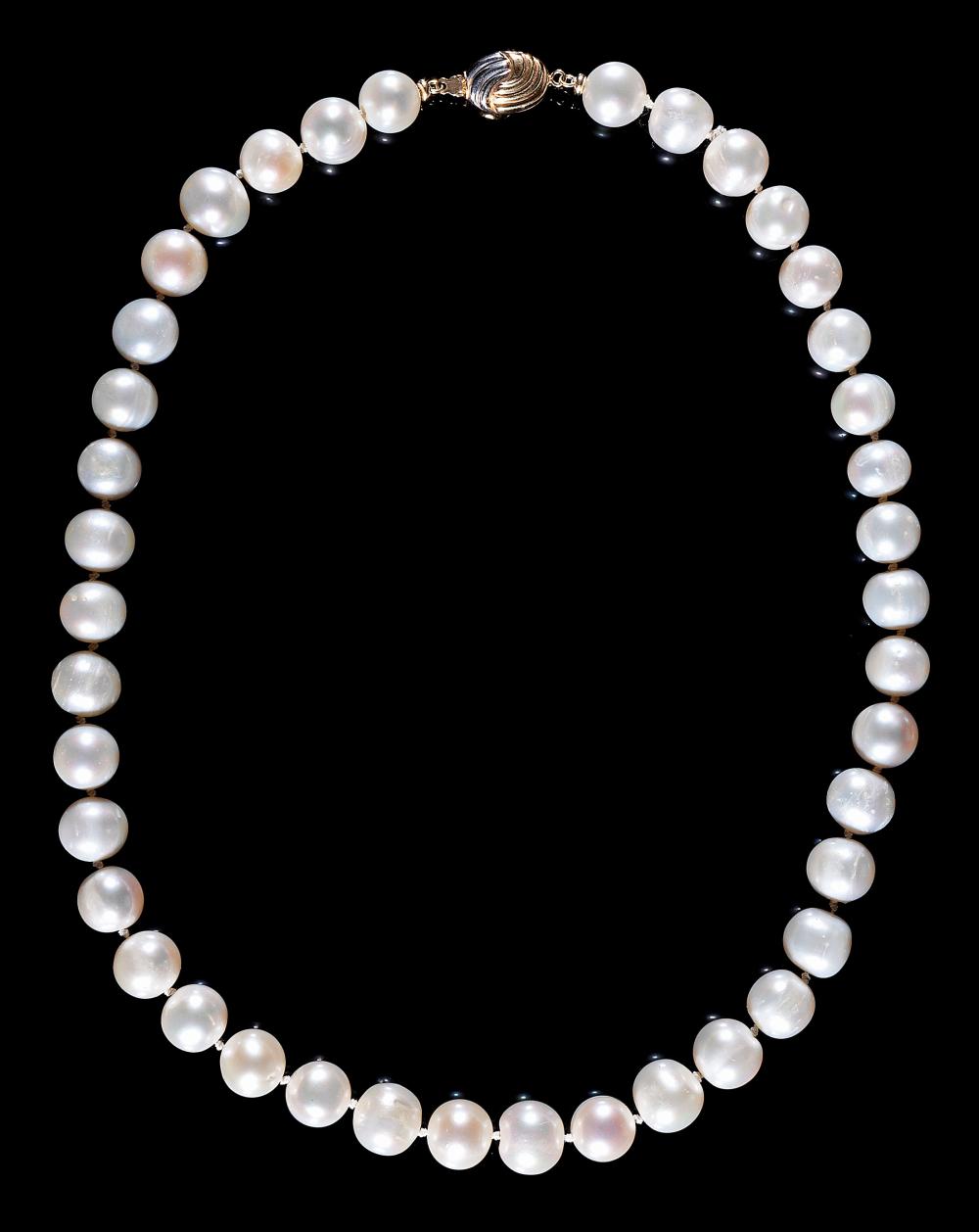 Appraisal: South Sea Pearl Necklace pearls graduated from to mm slightly