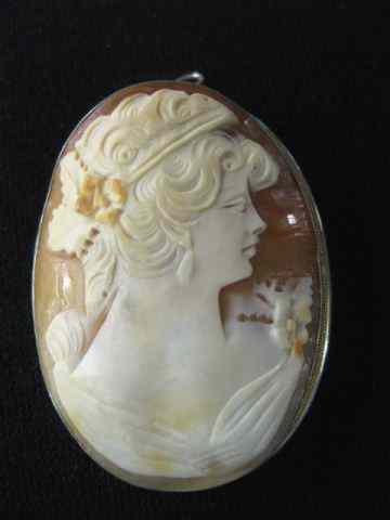 Appraisal: Cameo Brooch or Pendant carved shellportrait of a young lady