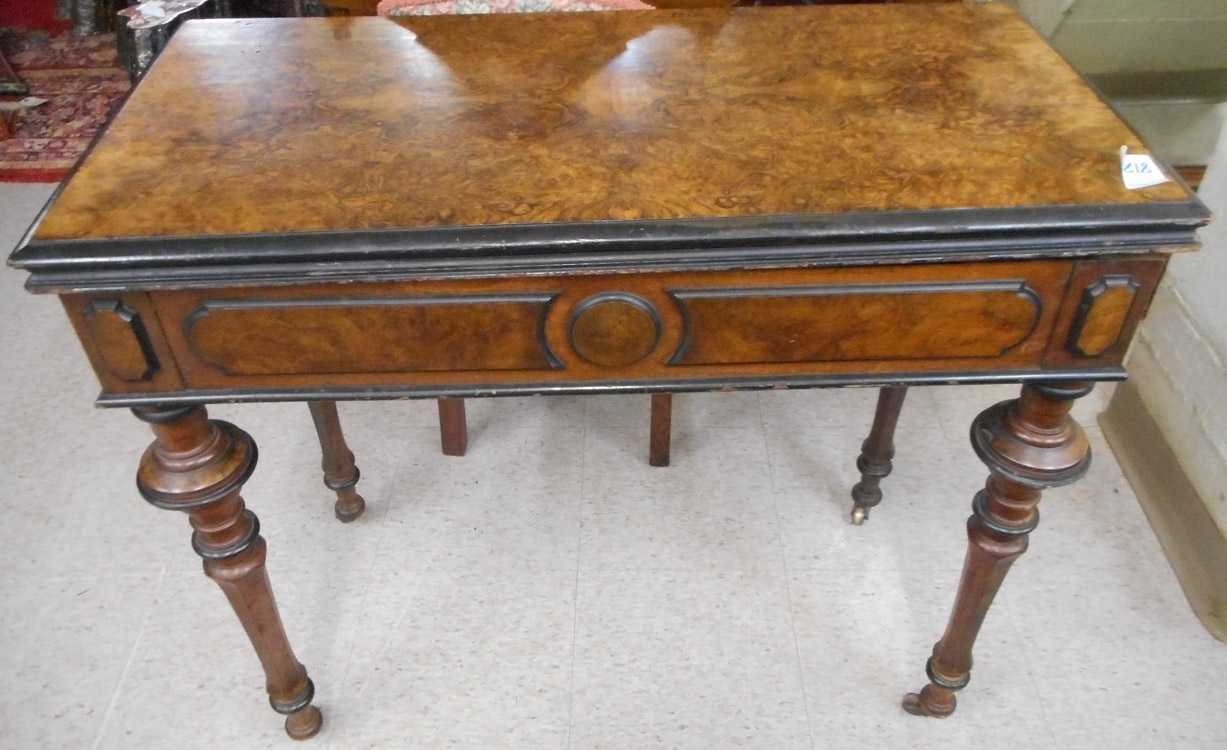 Appraisal: A VICTORIAN BURL WALNUT GAME TABLE English mid- th century