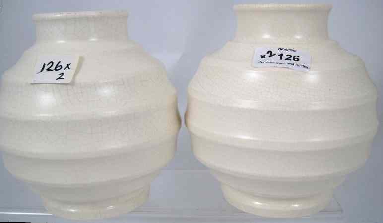 Appraisal: Pair of Wedgwood 's White Vases Designed by Keith Murray