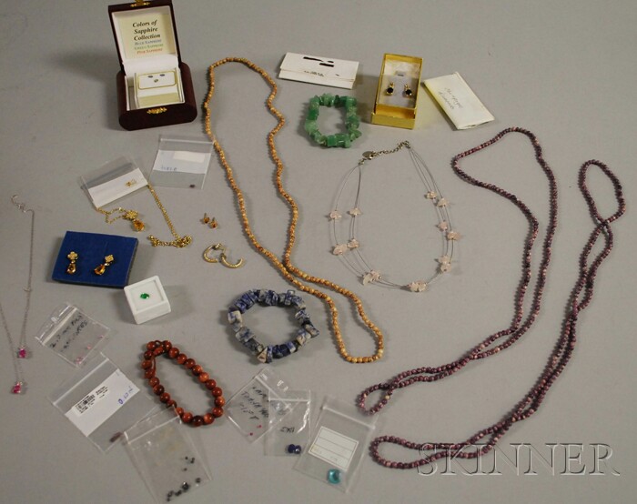 Appraisal: Group of Gemstone and Hardstone Jewelry including unmounted gemstones beaded