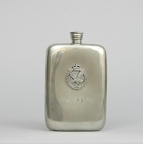 Appraisal: English Silver Monogrammed Flask Medium size silver flask is decorated