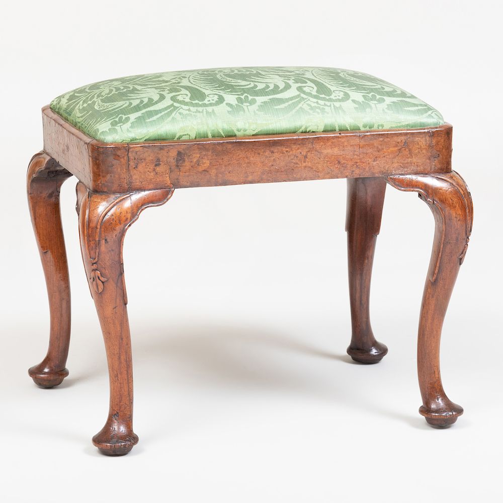 Appraisal: George I Carved Walnut Stool The drop seat upholstered in