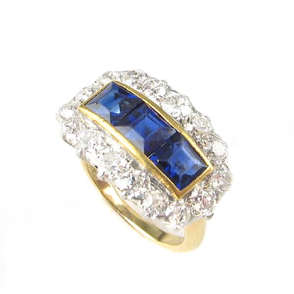 Appraisal: A sapphire diamond and eighteen karat gold ring the ring