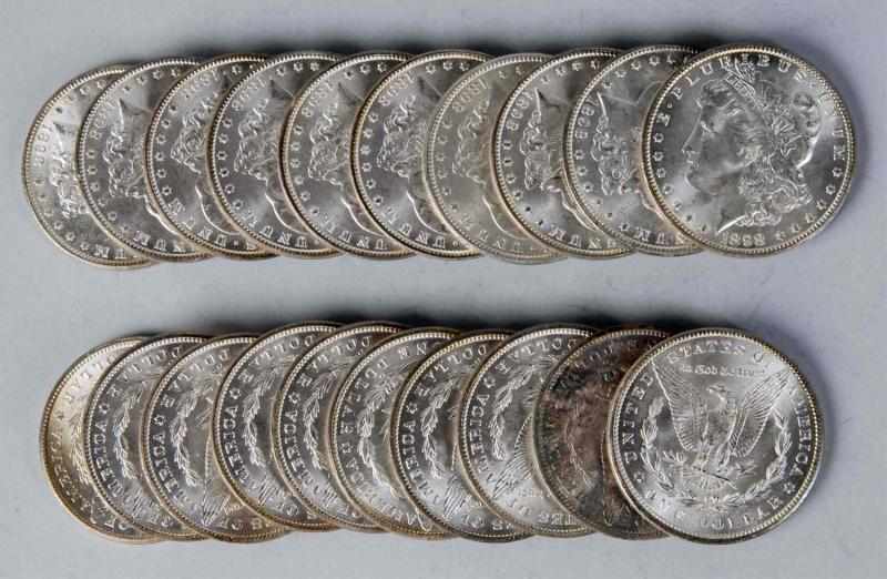 Appraisal: BU Roll of -O Morgan Silver Dollars Description coins