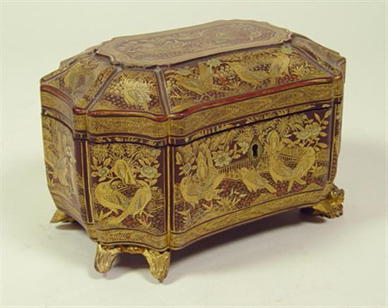 Appraisal: Chinoiserie Tea Caddy Late th century or later Lacquered tea