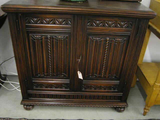 Appraisal: Carved Oak Cabinet double door