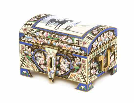 Appraisal: A Russian Enameled Gilt Silver Box in the manner of