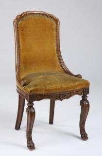 Appraisal: th c French walnut side chair in velvet Late th