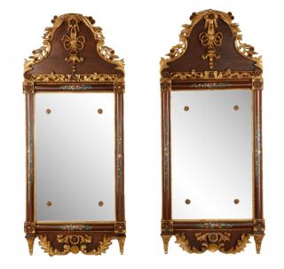 Appraisal: Pair Italian Neoclassical Painted Giltwood Mirrors Continental likely Italian late