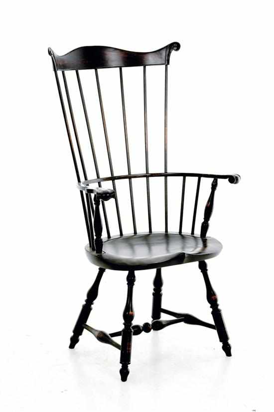 Appraisal: Windsor combback painted armchair D R Dimes New Hampshire shaped