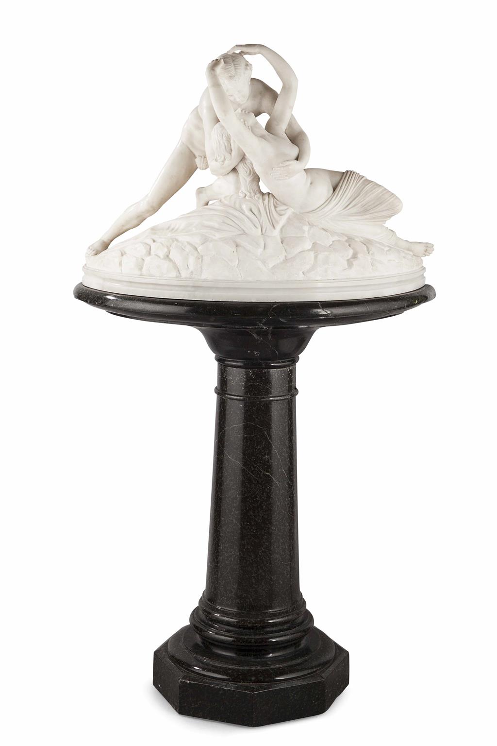 Appraisal: FINE AND LARGE CARRARA MARBLE FIGURE OF CUPID AND PSYCHE