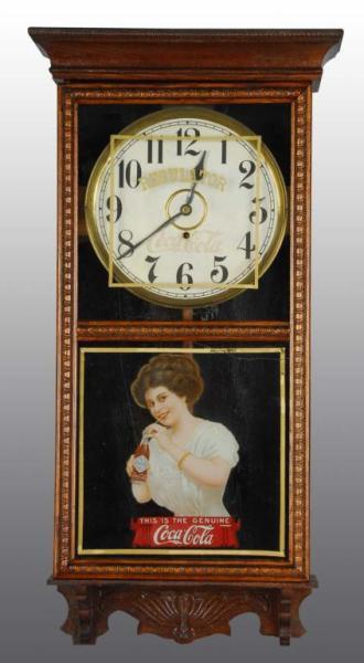 Appraisal: Coca-Cola Regulator Clock with Girl Decal Description Marked Coca-Cola on