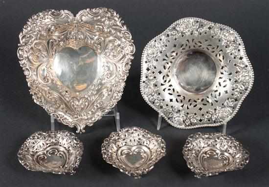 Appraisal: Group of American and English repousse sterling silver table articles