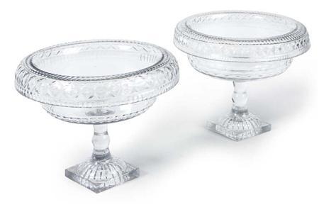 Appraisal: A pair of Regency cut glass pedestal bowls the everted