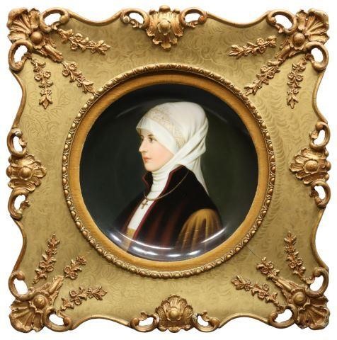 Appraisal: Framed hand-painted porcelain plate in the manner of K P