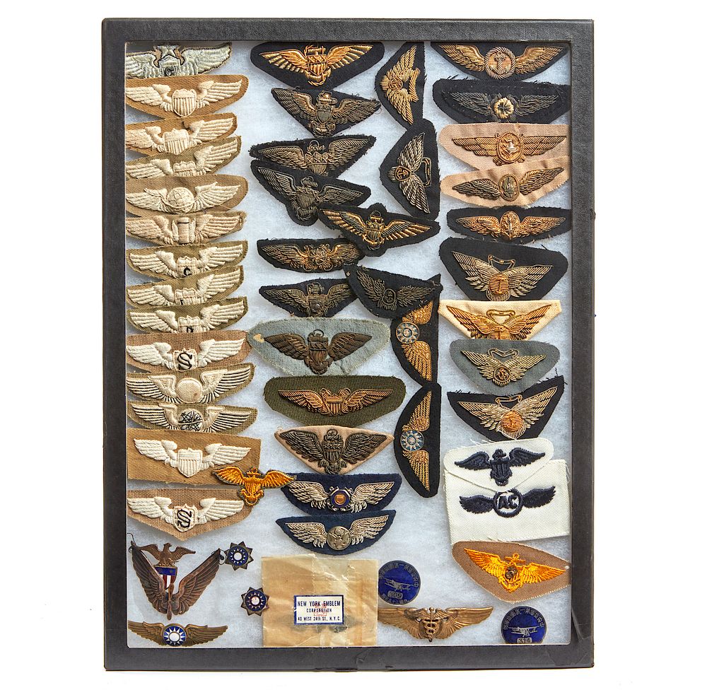 Appraisal: Bullion Embroidered Wings a Metal Flight Surgeon's Wing Early Republican