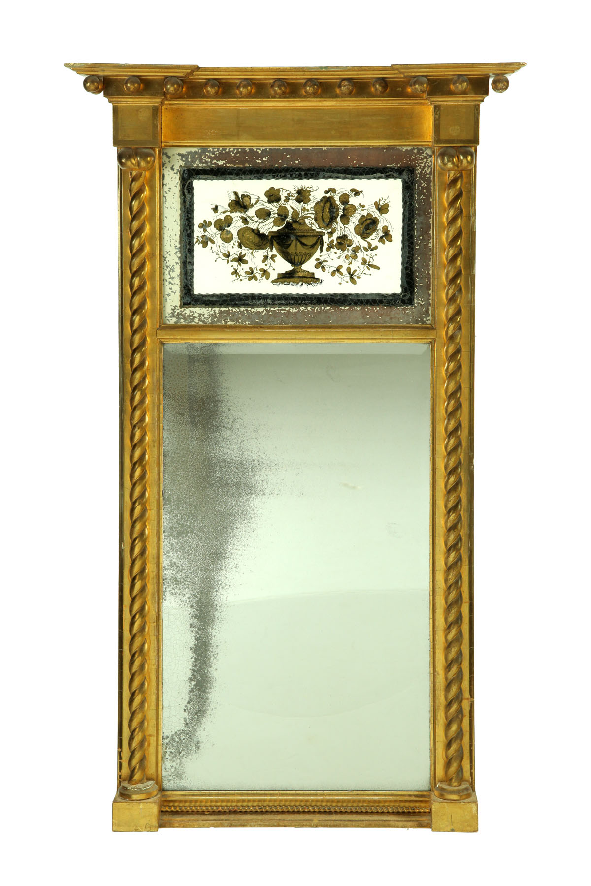 Appraisal: FEDERAL MIRROR American early th century pine and glass Old