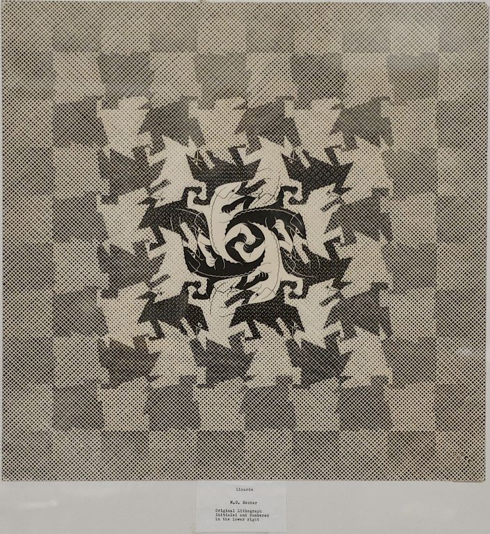 Appraisal: Maurits Cornelis Escher - print Lizards Development I initialed and