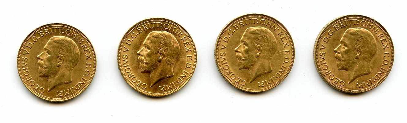 Appraisal: South Africa George V Sovereigns -SA KM-A Light wear and